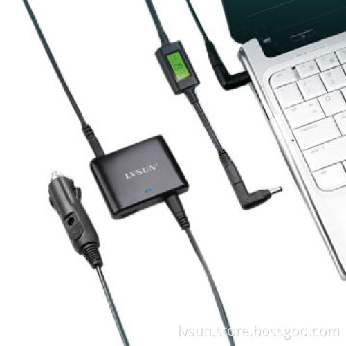 90W Ultra-slim Universal Laptop Car DC Adapter, Built-in USB Function with 5V 2.4A Output